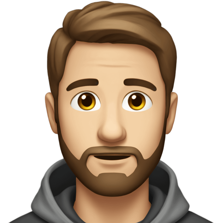 Handsome man with brown hairs and 3 days beard wearing a hoodie as he is praying emoji