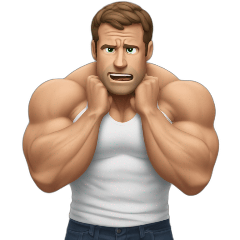 muscle macron frustrated pulling hair emoji