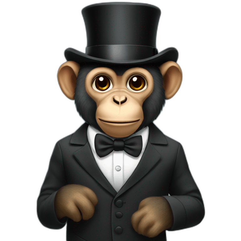 Monkey in a business suit with a top hat emoji