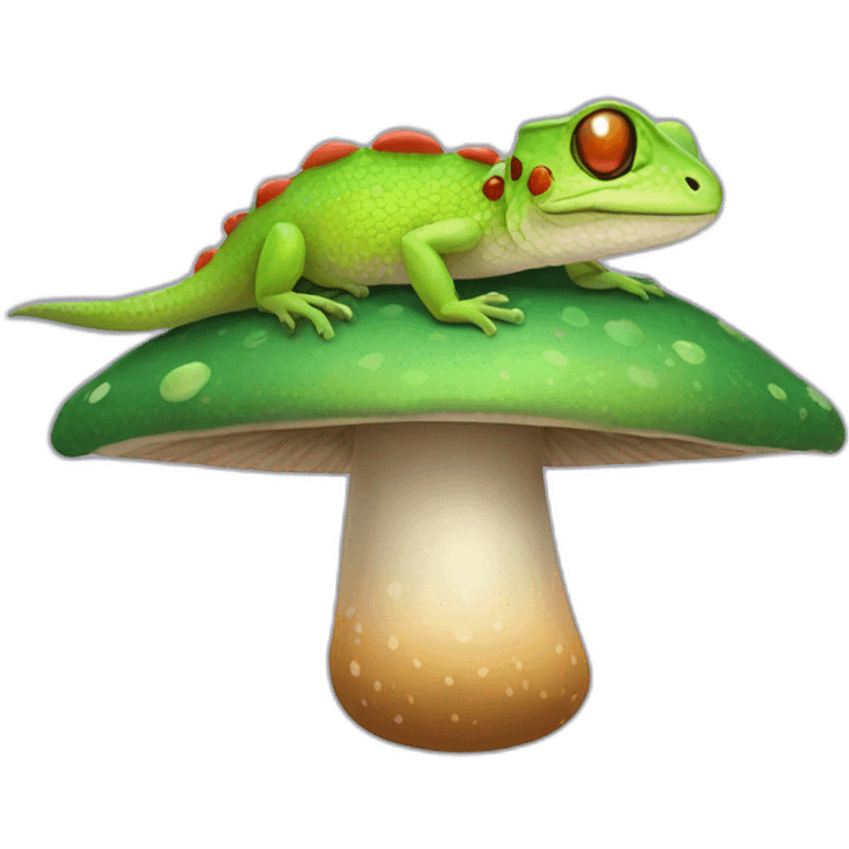 Lizard sleeping on mushroom emoji