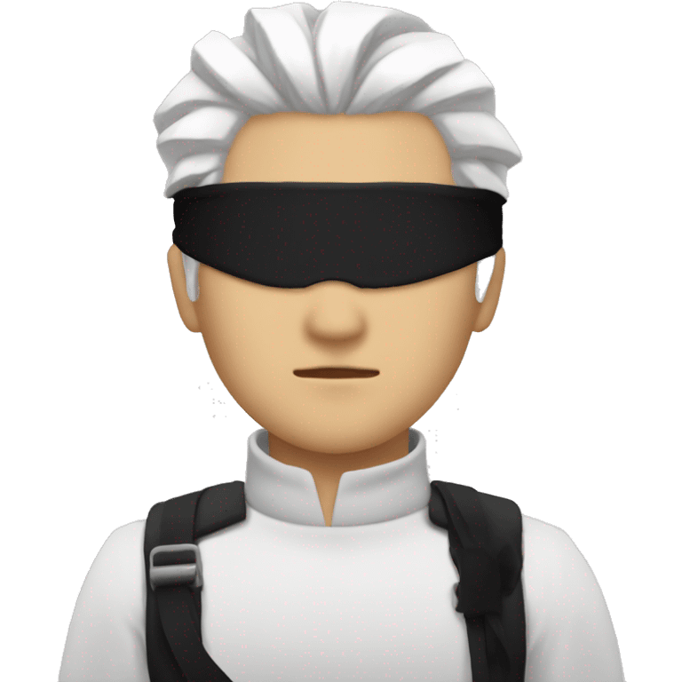 gojo satoru with white hair straight and black blindfold emoji