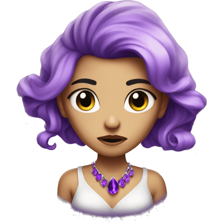 fuming mad jewel girl with purple gem hair emoji