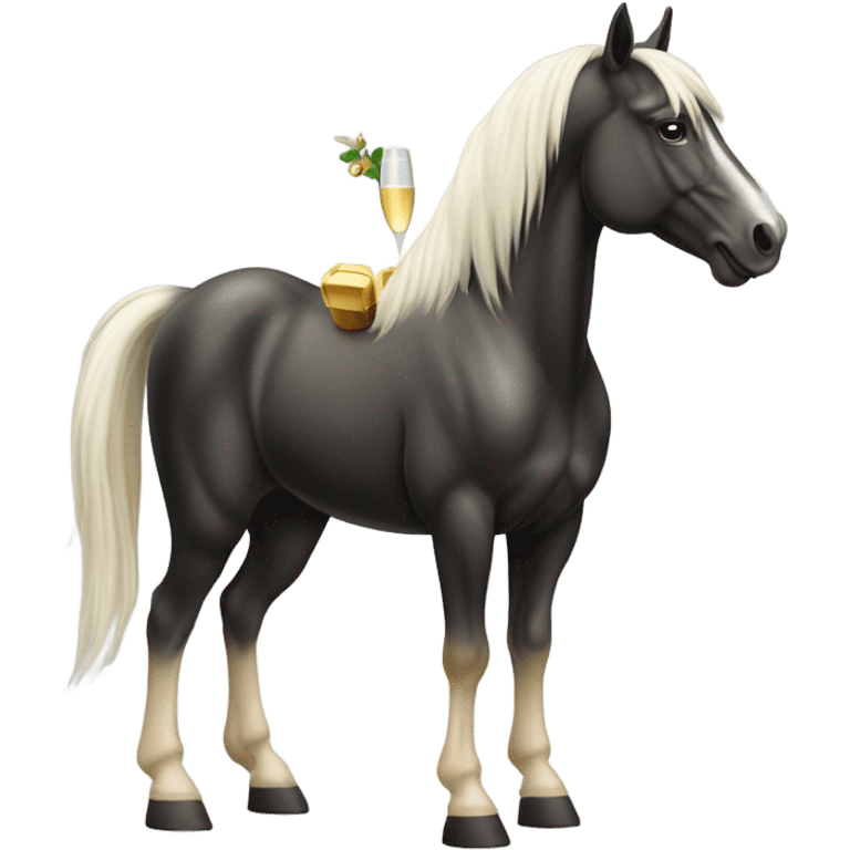 Horse holding a Champaign glass emoji