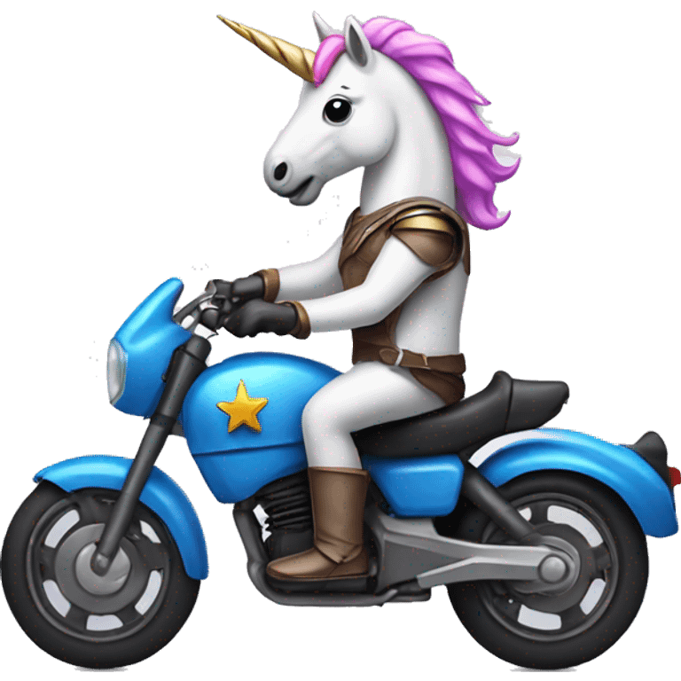 Unicorn riding motorcycle  emoji