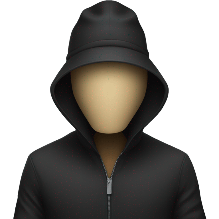 Hacker wearing black hat with no face emoji