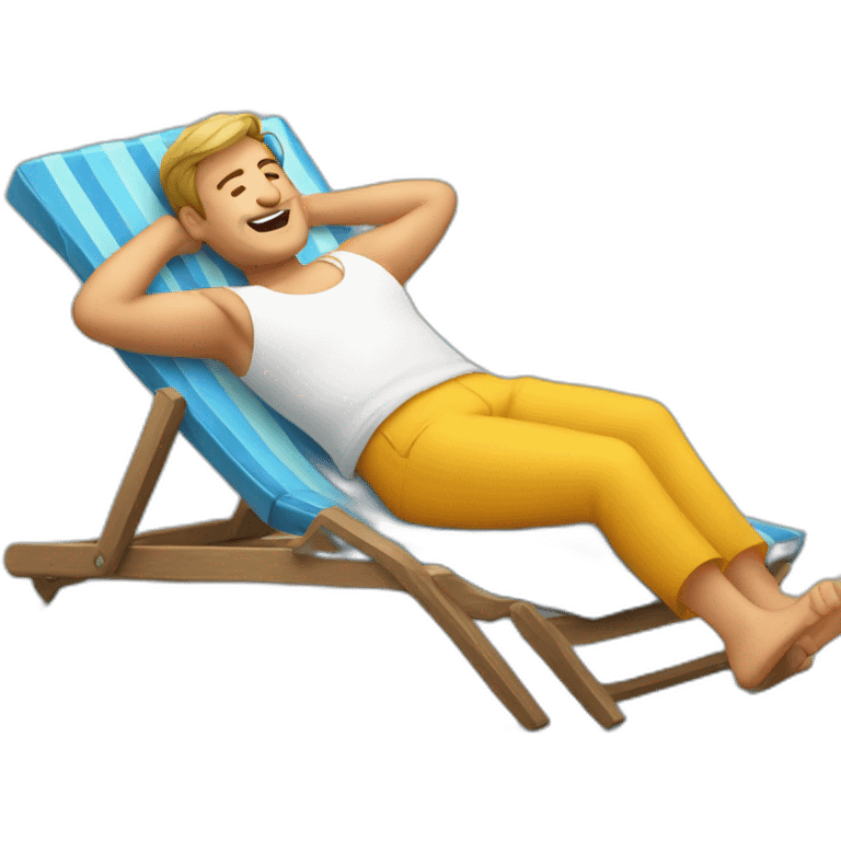 man lying on a deck chair emoji