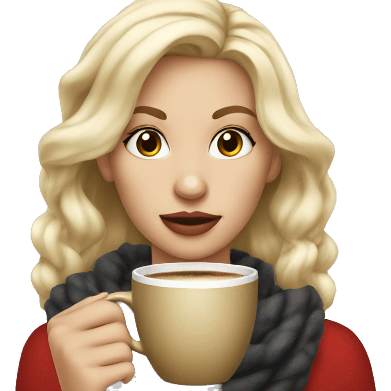 Christmas girl blonde with coffee  emoji