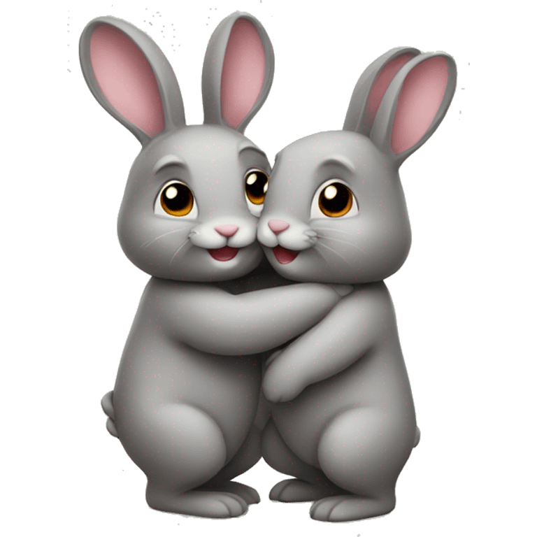 Bunnies hugging emoji