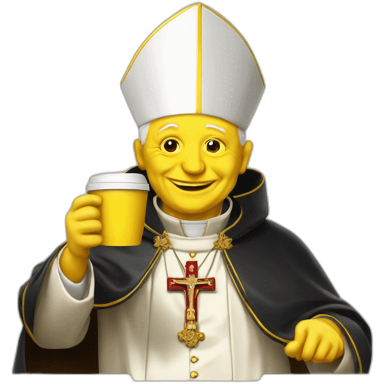 pope John Paul II with yellow face offering coffee emoji