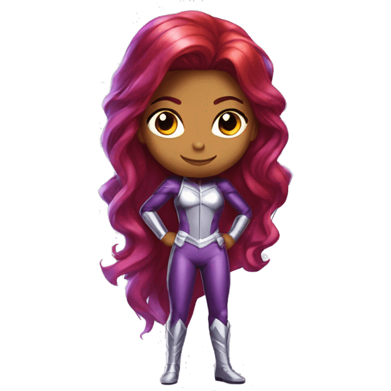 dc comics starfire glowing hair red purple and silver outfit emoji