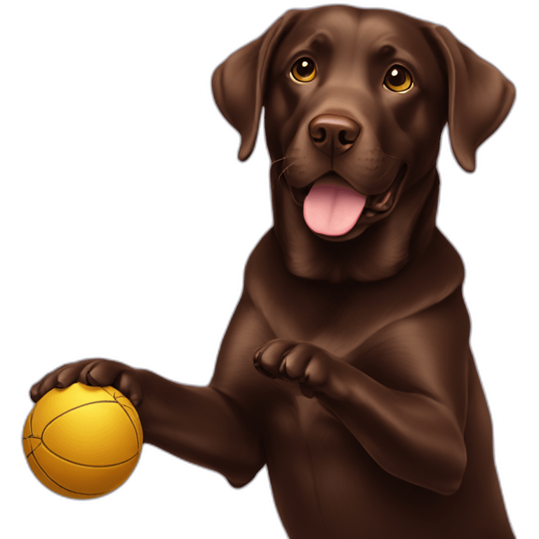 Chocolate labrador playing with ball emoji