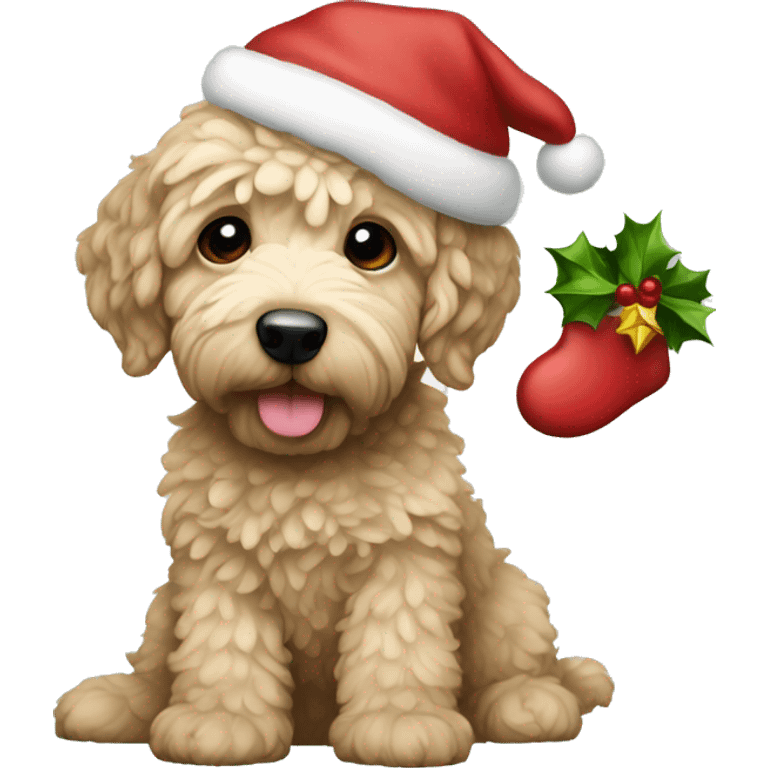 Christmas cavagoldendoodle emoji