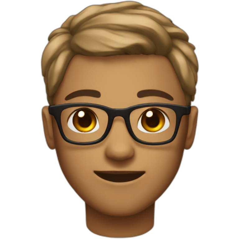 a dimaond shaped face with glasses clear face short hair wheaty skin tone   emoji