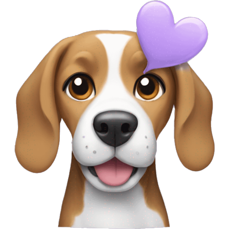 Beagle dog with a lilac heart emoji