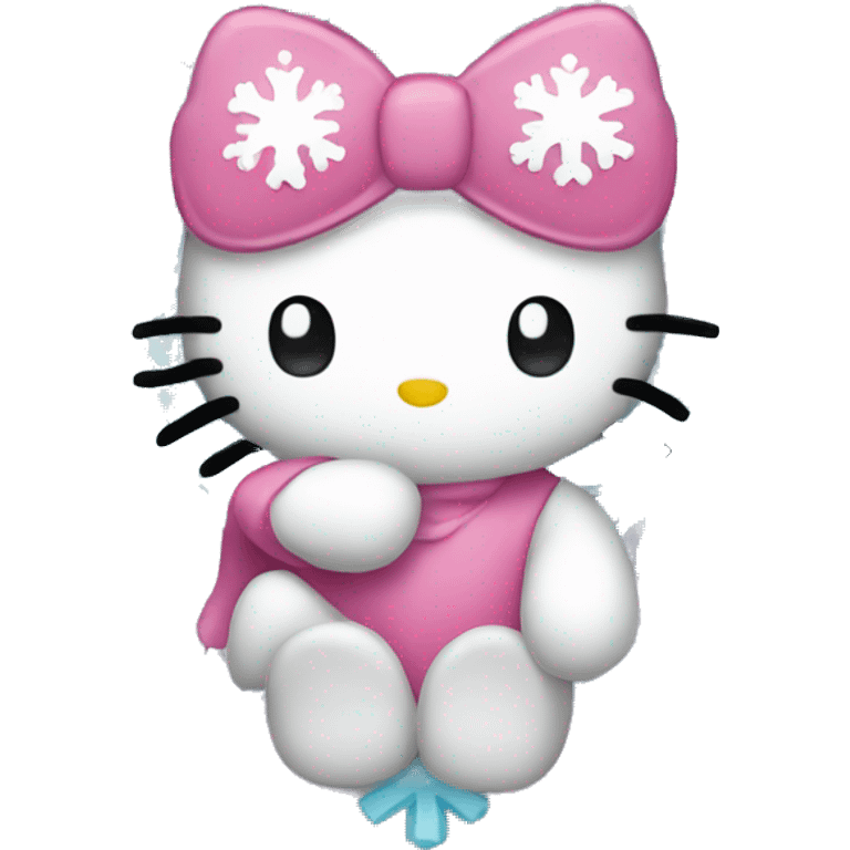 hello kitty holding a snowflake emoji