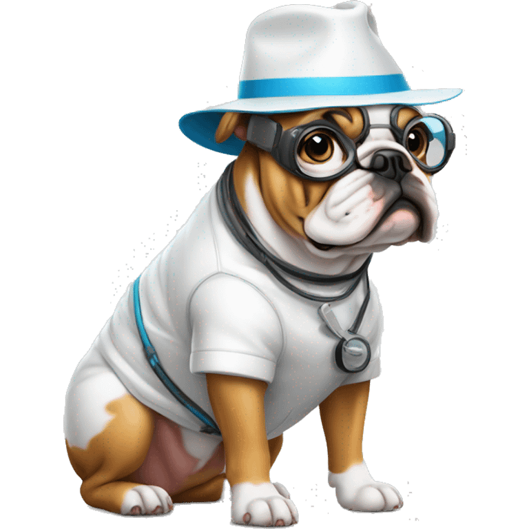 bulldog com roupa de computer scientist emoji