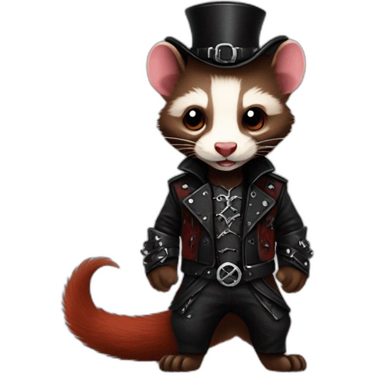 Red ferret wearing gothic heavy metal clothing emoji