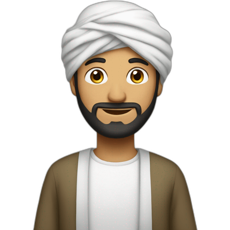 Muslim man wear a turban and he is salam  emoji