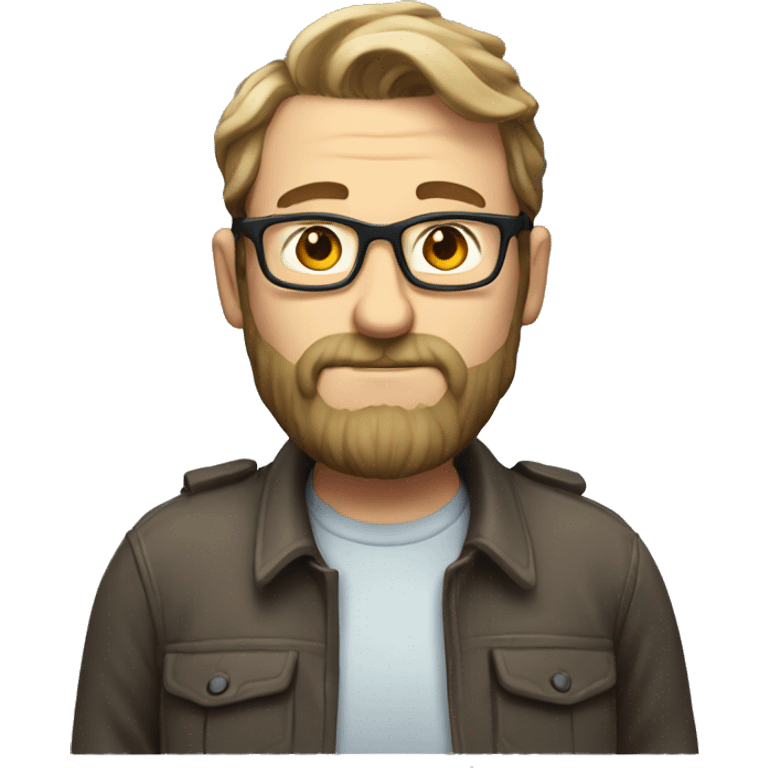 Nerdy White man with big belly and beard  emoji