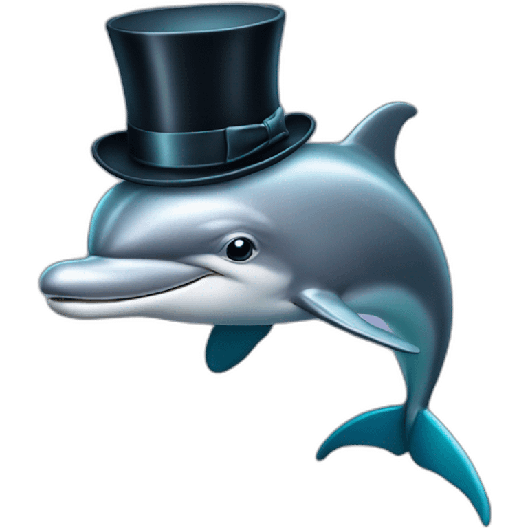 dolphin with a top hat emoji