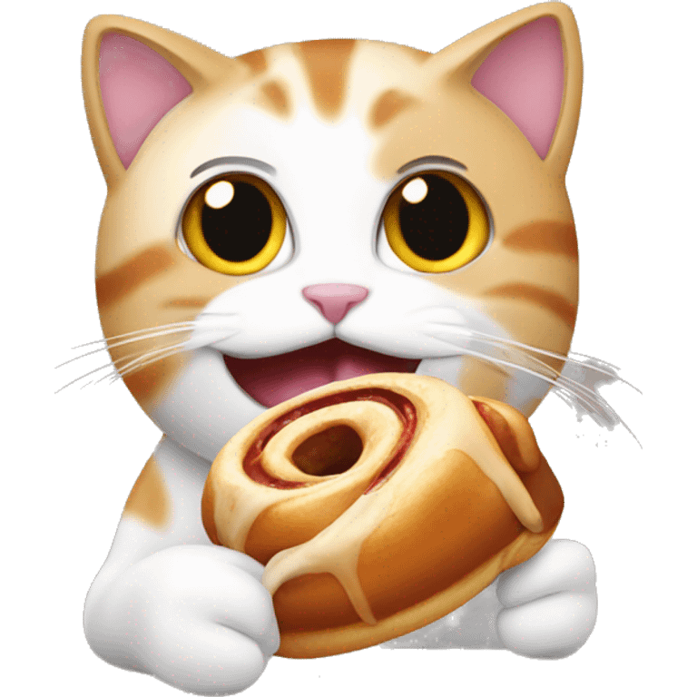 Cat eating a Cinnamon roll emoji