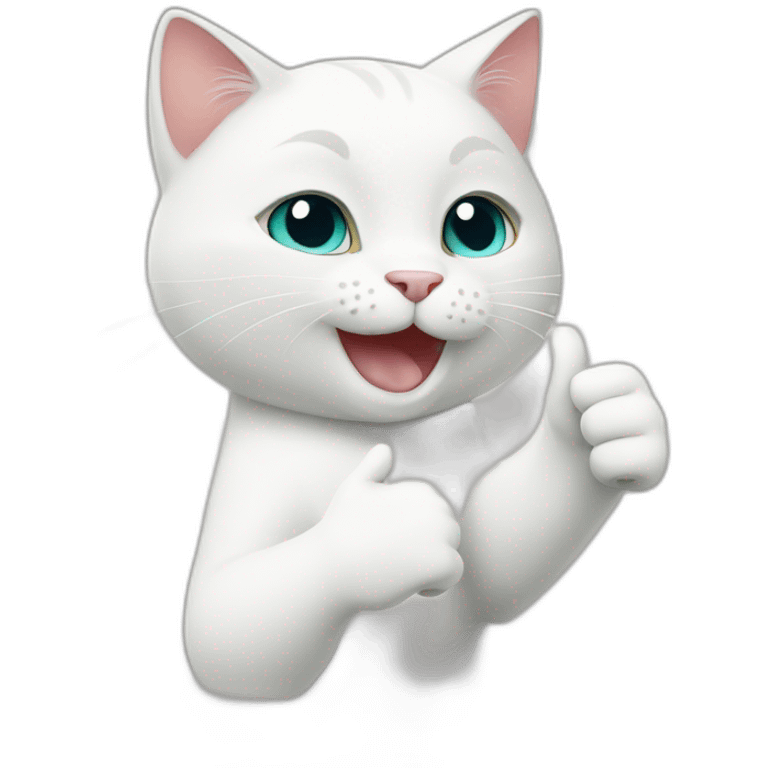 White cat gives a thumbs up emoji