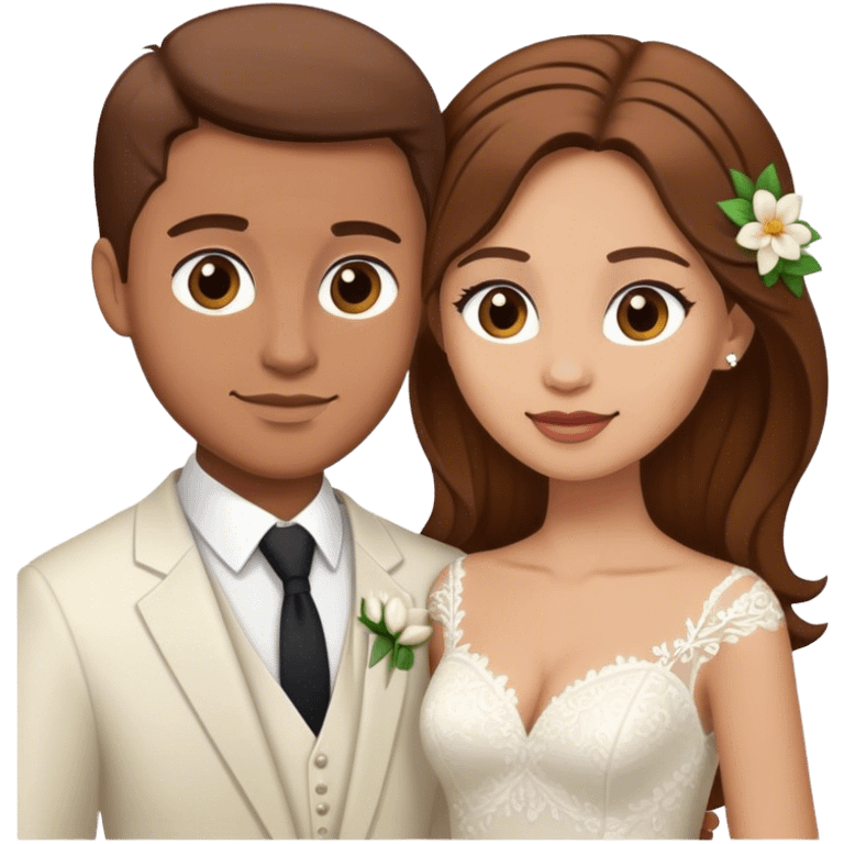 white couple people wedding brown hair emoji