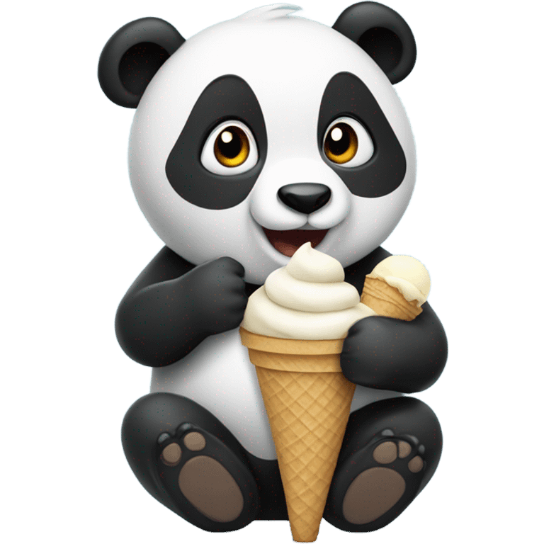 Panda eating ice cream emoji