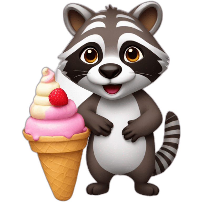 Racoon with ice cream emoji