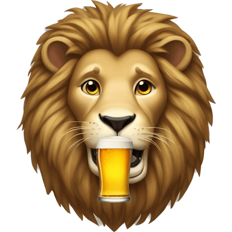 Lion with beer emoji