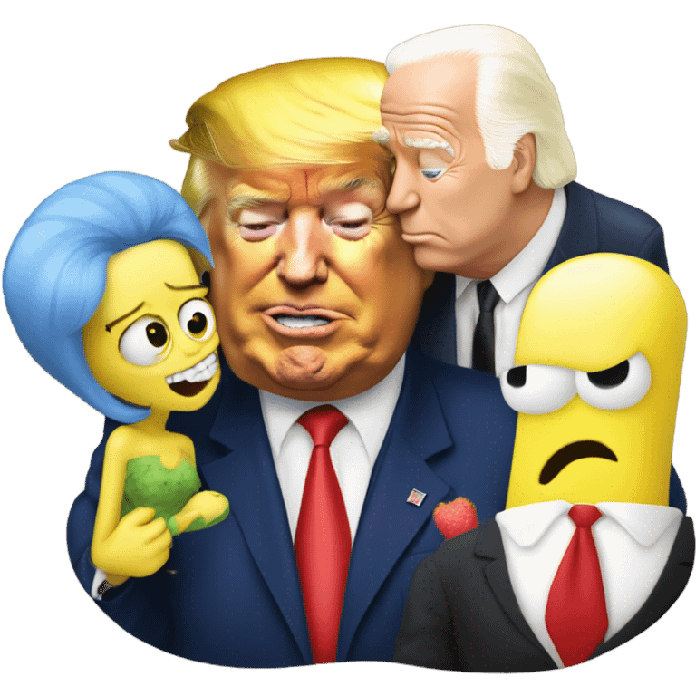 Donald trump kissing Joe biden spnofe bob watching emoji