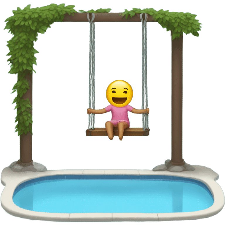 Sitting on a swing in an empty pool emoji