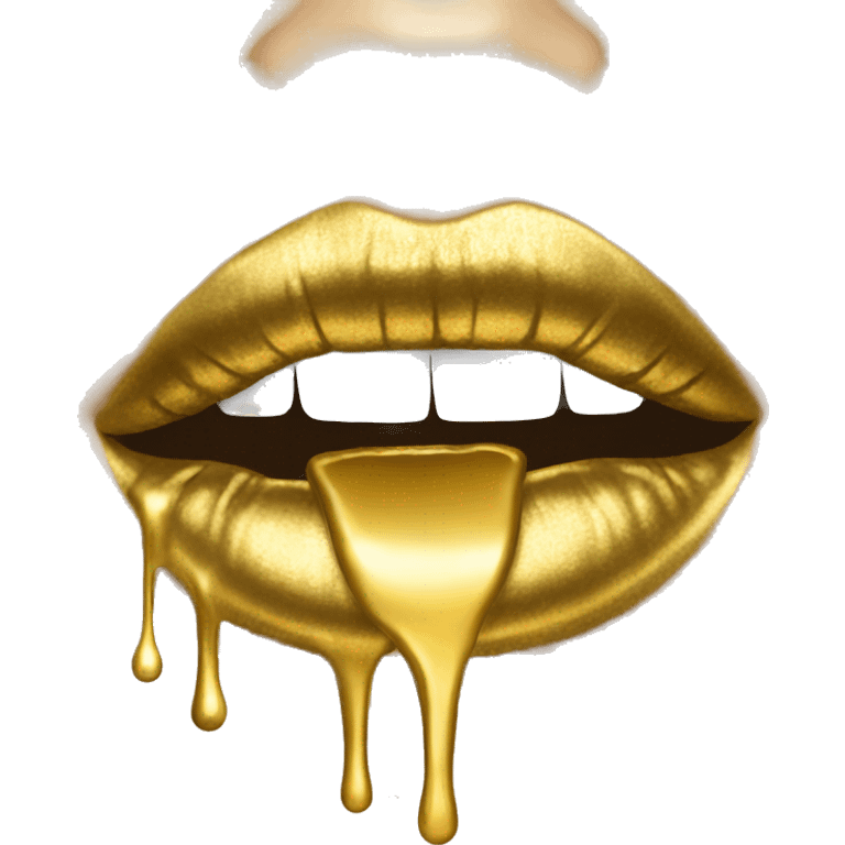 Gold lips dripping gold  emoji