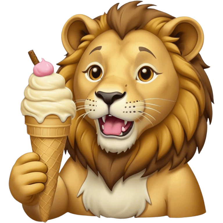 Lion eating ice cream  emoji