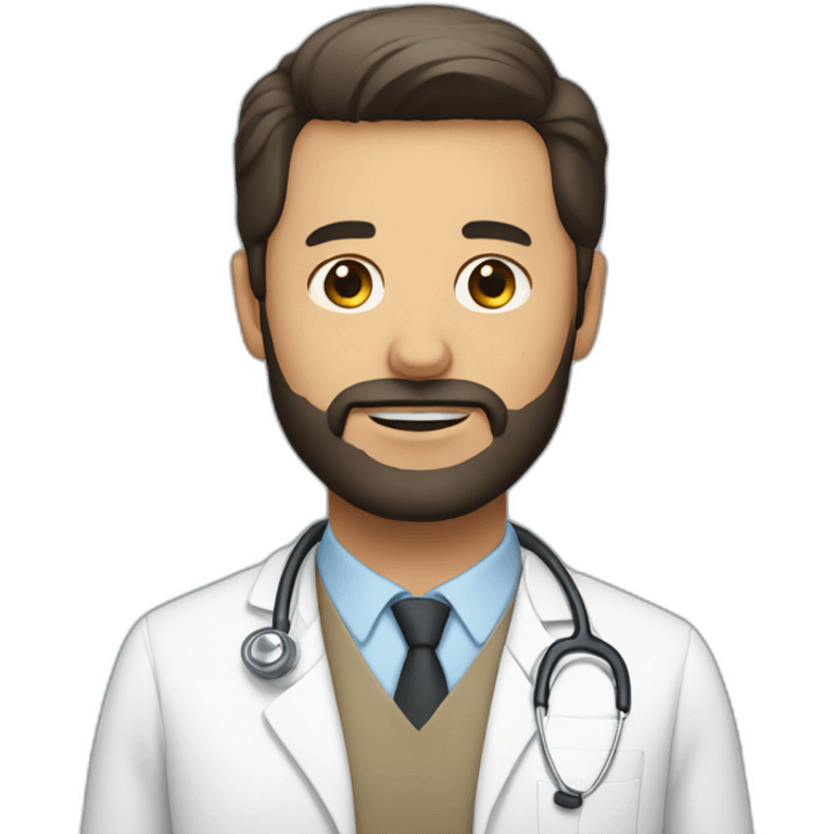 white doctor brown beard and short black hair on the head emoji