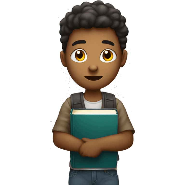 bored demotivated young student holding book emoji