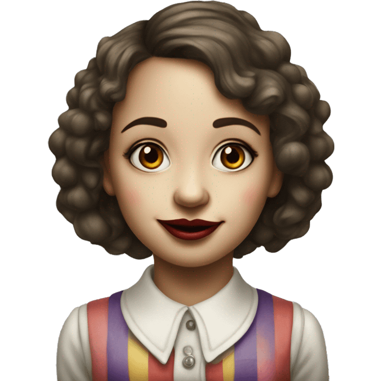 realistic portrait of elegant girl with clown nose emoji