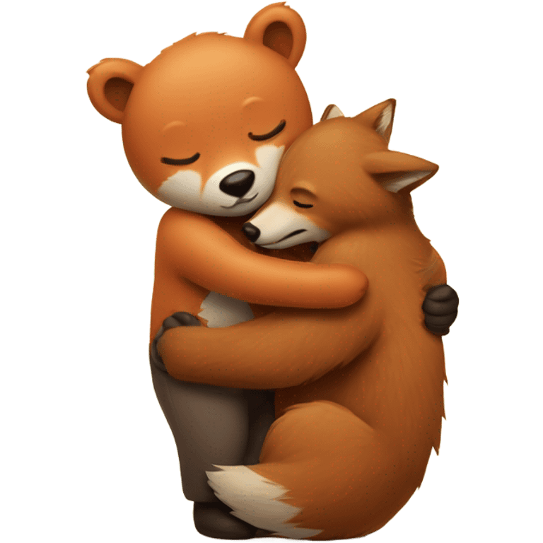 Bear hugging fox emoji