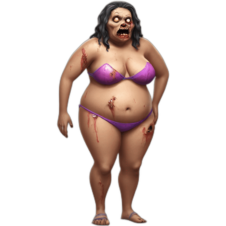 fat zombie wearing a bikini hyperrealistic emoji