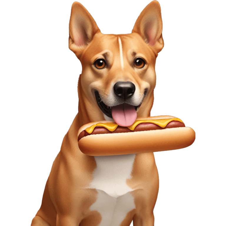 a dog eating a hot dog wearing heavy make up emoji