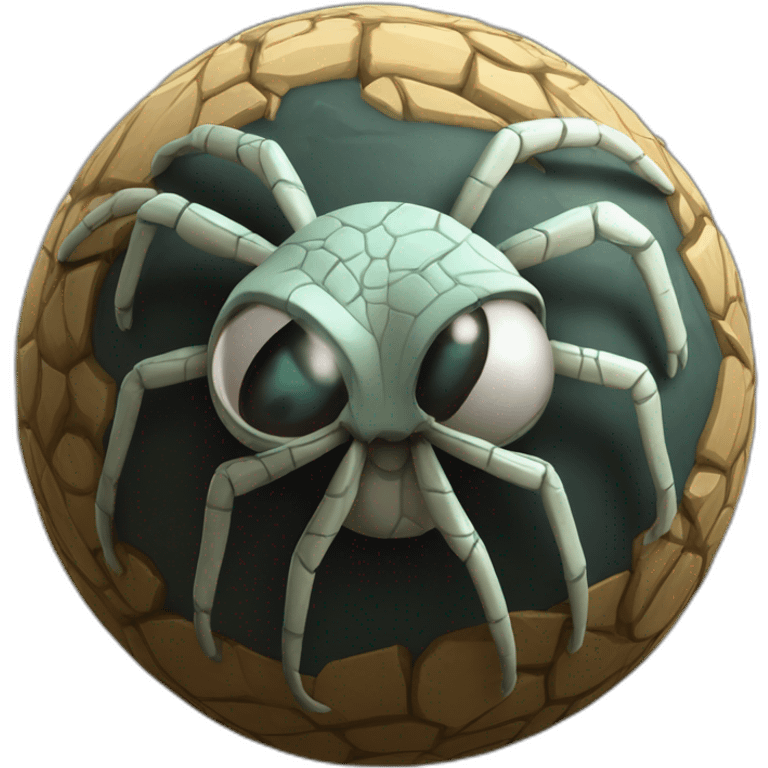 3d sphere with a cartoon Cave Spider skin texture with Eye of Horus emoji