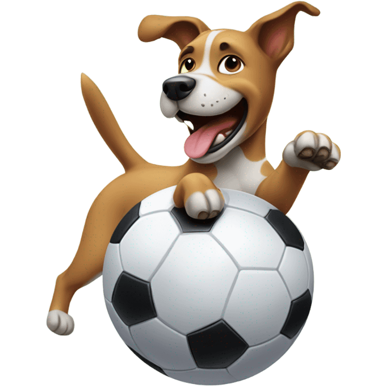 Dog playing soccer emoji