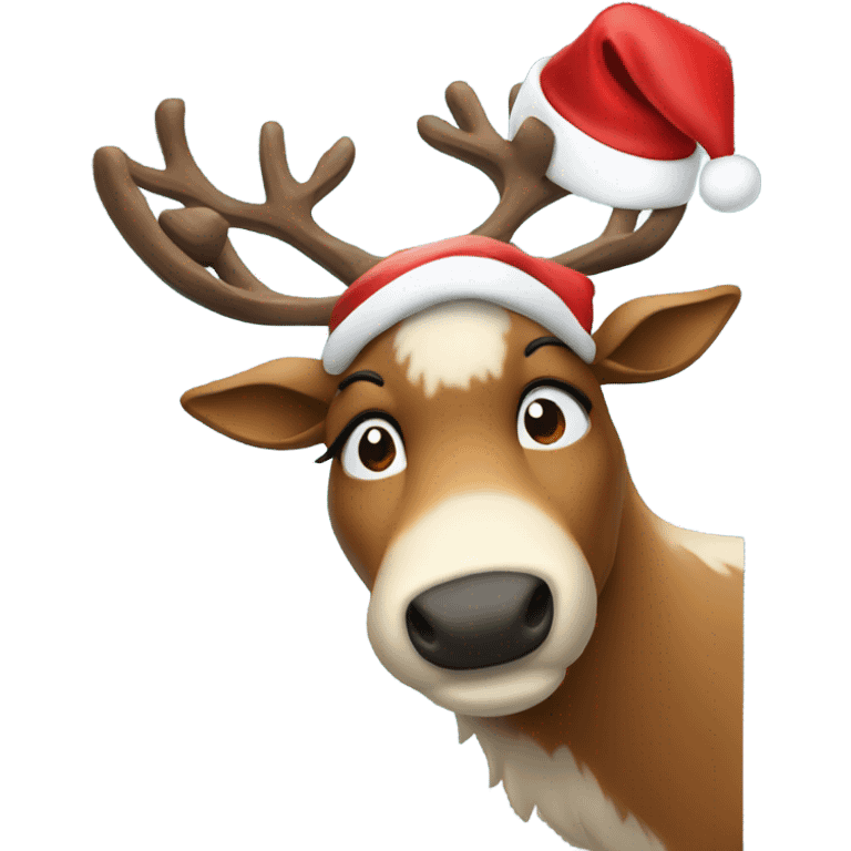 Reindeer with Santa hat emoji