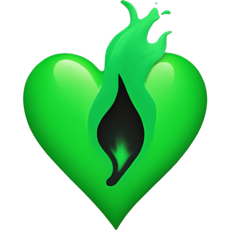 Black flame green Heart emoji