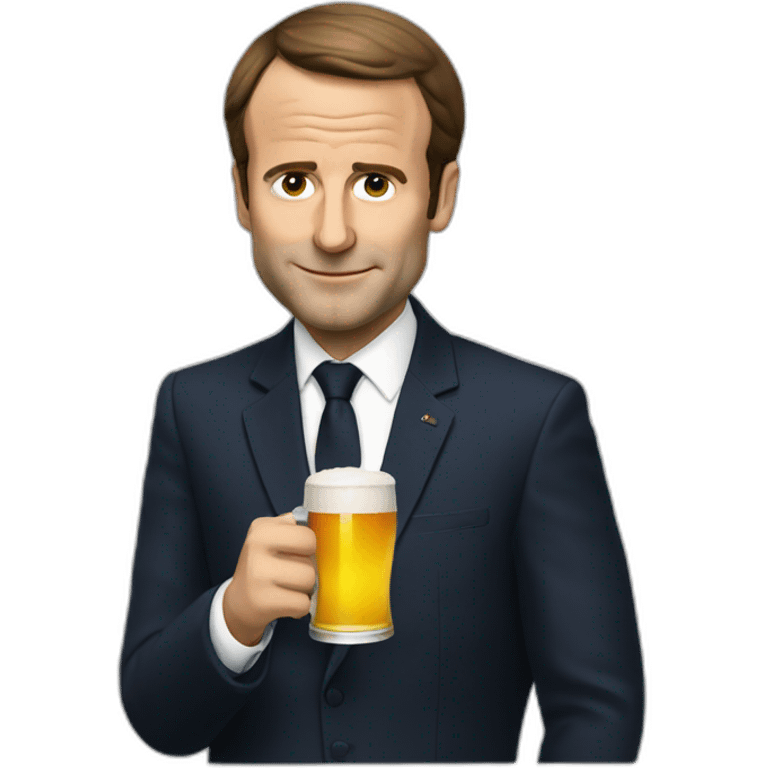 macron drinking beer emoji