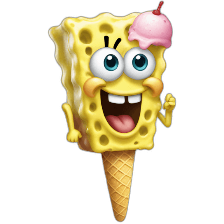 SpongeBob with ice cream emoji