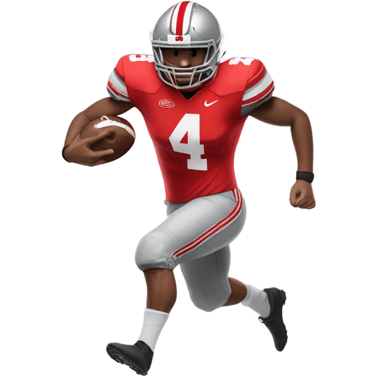 Football player in an Ohio state uniform wearing number 4 running emoji