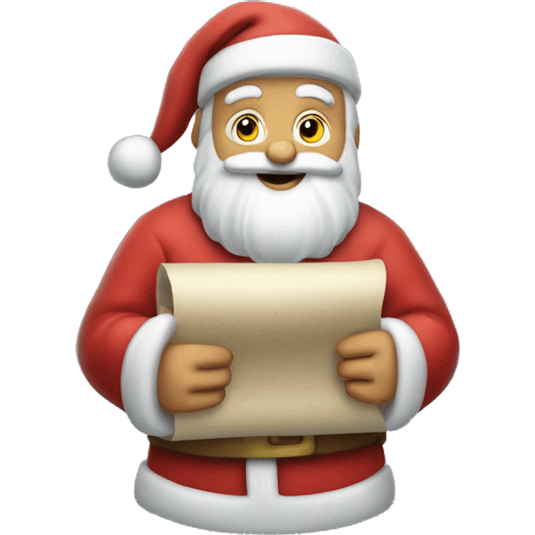 santa claus holding a scroll with snow flakes emoji