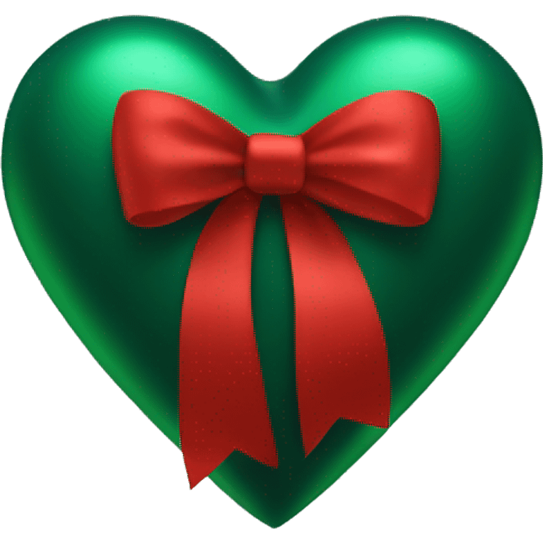 Dark green heart with red bow  emoji