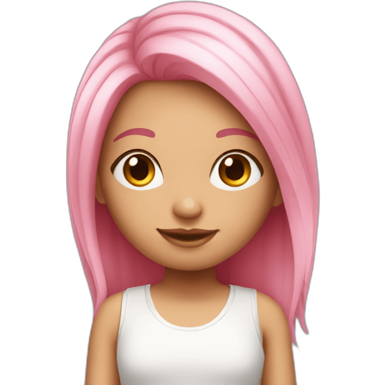 Cute white Brazilian girl with straight pink hair emoji